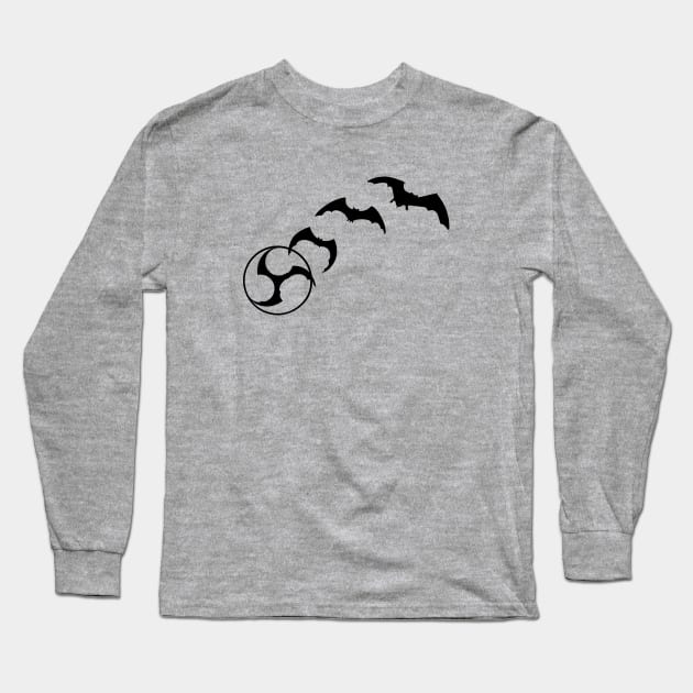 Bat Mitsudomoe black Long Sleeve T-Shirt by Austin Taiko